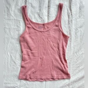 John Galt Pink Ribbed Cotton Tank Top